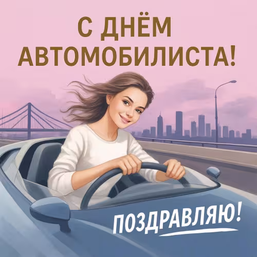День автомобилиста: красивые открытки женщине, девушке